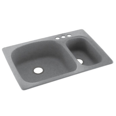 33'' L Mounting / Installation Required Double Bowl Solid Surface Kitchen Sink