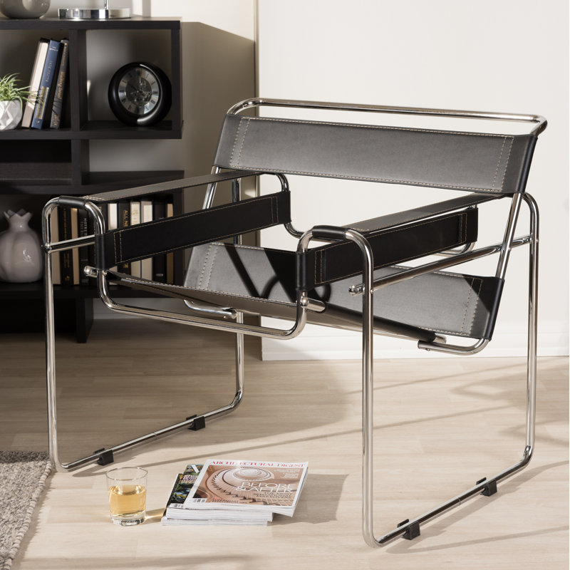 Fauteuil de 30,75 po de large Aaisha, Similicuir noir