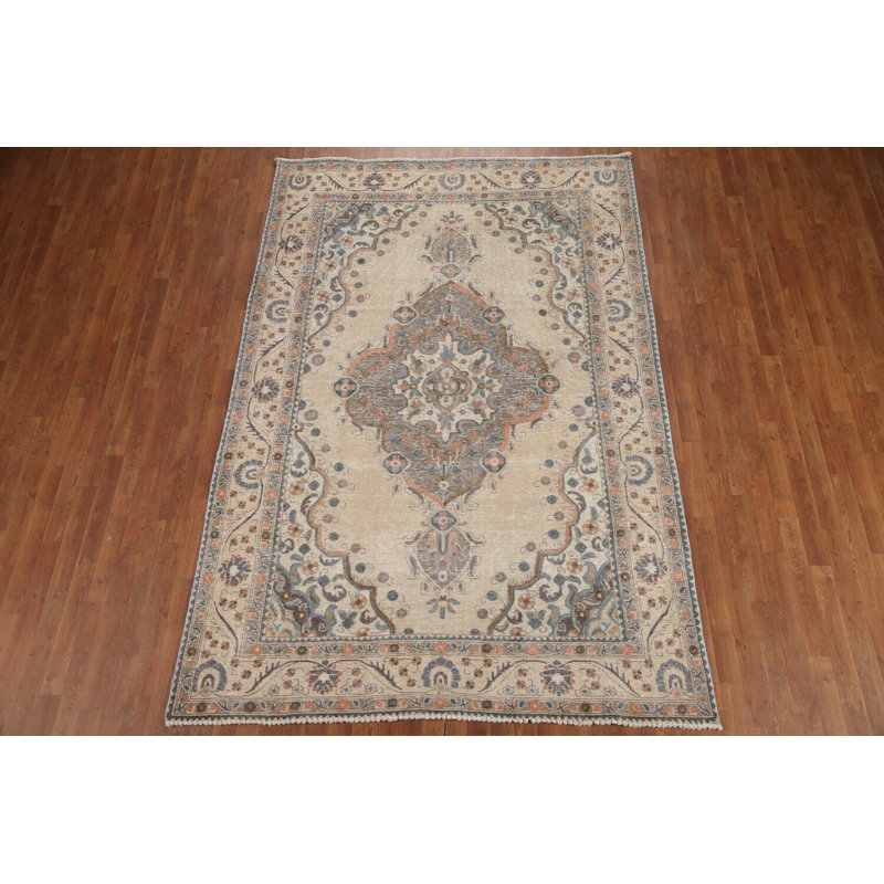 Tapis traditionnel en laine vieillie 6 x 9