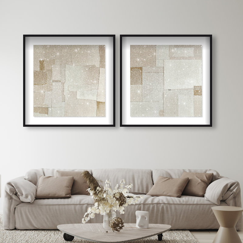 Vanilla Set Shadowbox Abstract Print by Oliver Gal, Black Frame, 12 x 12, 41.5"H x 41.5"W, Black Shadowbox
