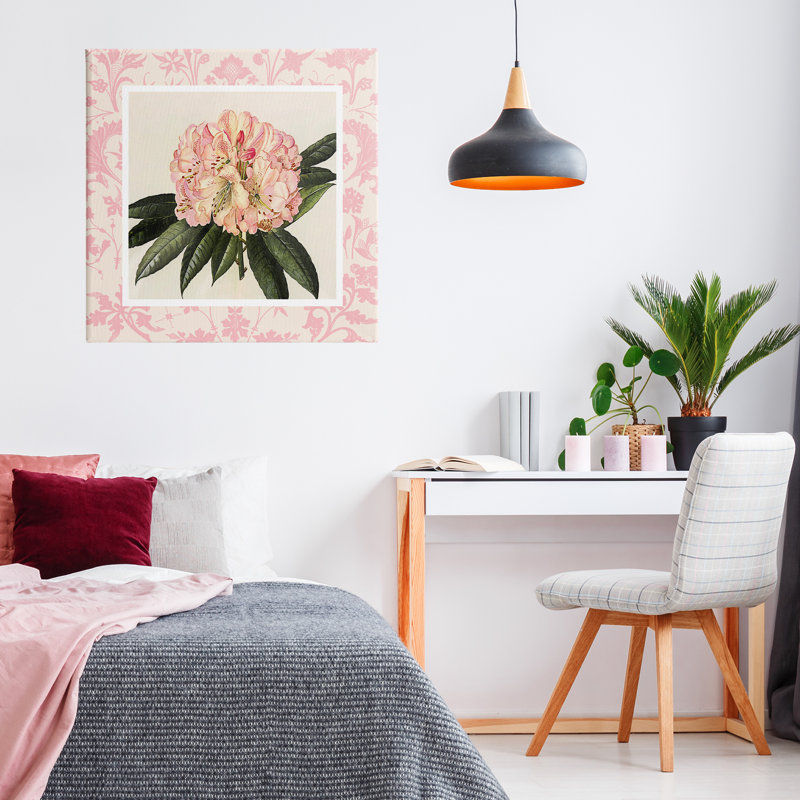 Toile botanique à motif rose, design par Livi Finn, H 24 po x l 24 po