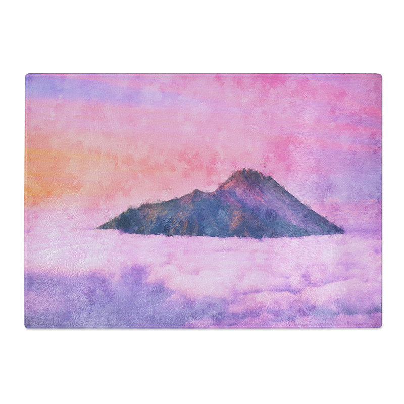 Tempered Glass Mount Merapi in Indonesia Chopping Board, 20 cm x 28.5 cm