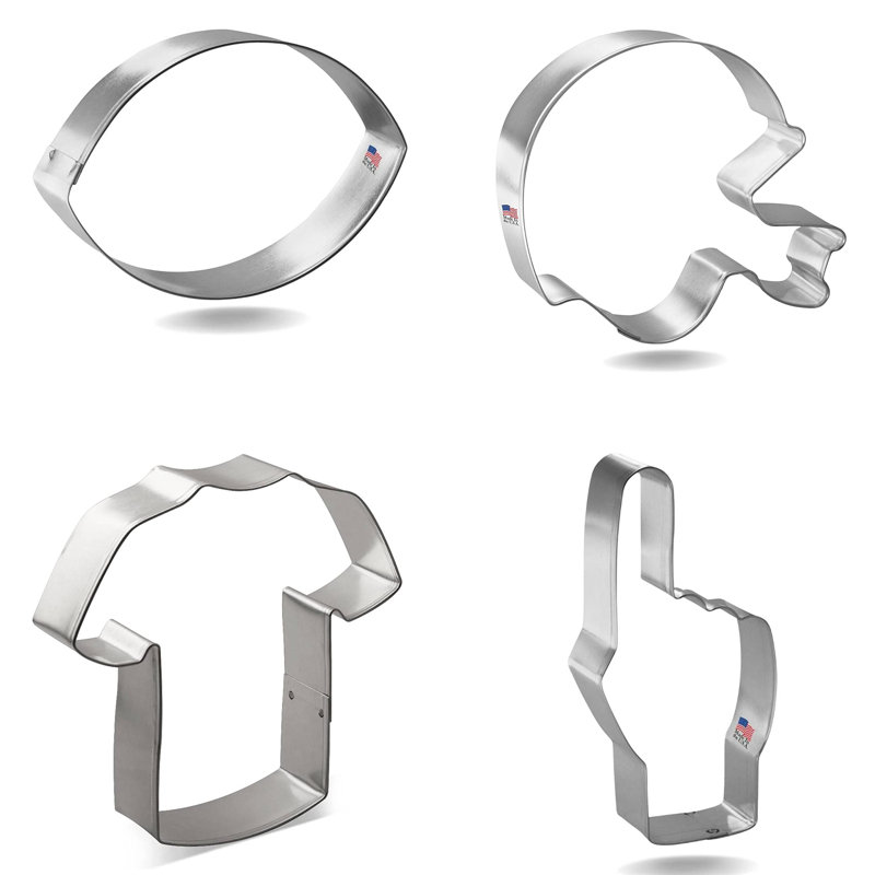 Football Themed Tin-Plated Steel Cookie Cutter Set