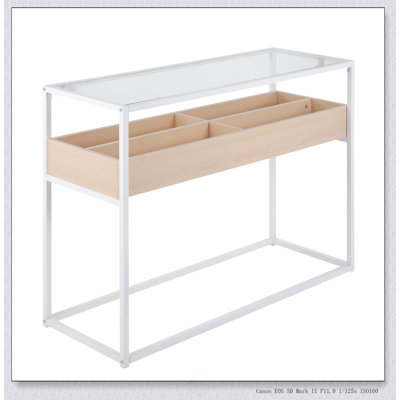 Console contemporaine en métal et verre transparent