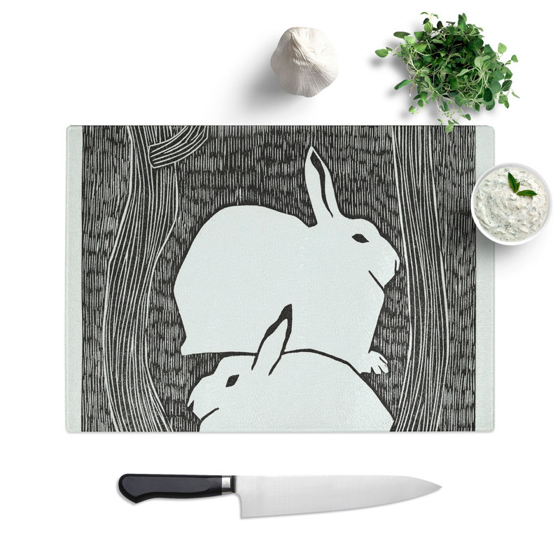 Two Snow Hares by Samuel De Mesquita Chopping Board, 0.4cm H x 28.5cm W x 39cm L