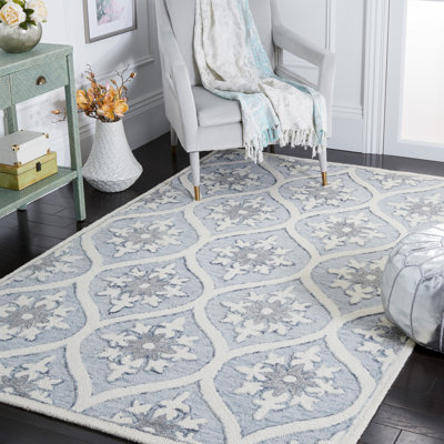 Griswalda Metro Hand Tufted Wool And Cotton With Latex Floral Rug