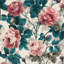 Papier peint auto-adhésif amovible à motif de papier peint à motif de roses roses et sarcelle avec feuilles autocollantes et sarcelle, 24 po x 118 po-132934174