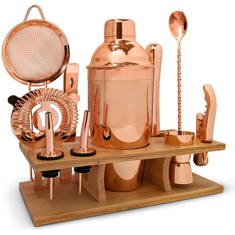 Ensemble 11 pièces shaker en cuivre rose