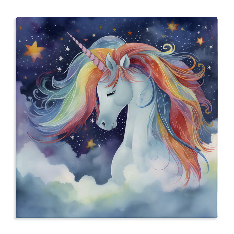«Rainbow Mane Unicorn in Clouds», conception par Creative Studio, H 30 po x l 30 po