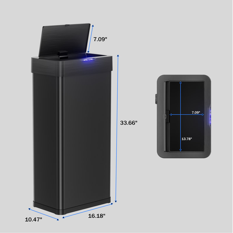 Motion Sensor Stainless Steel Trash Can, Automatic Garbage Bin, Black, 21.1 Gallons