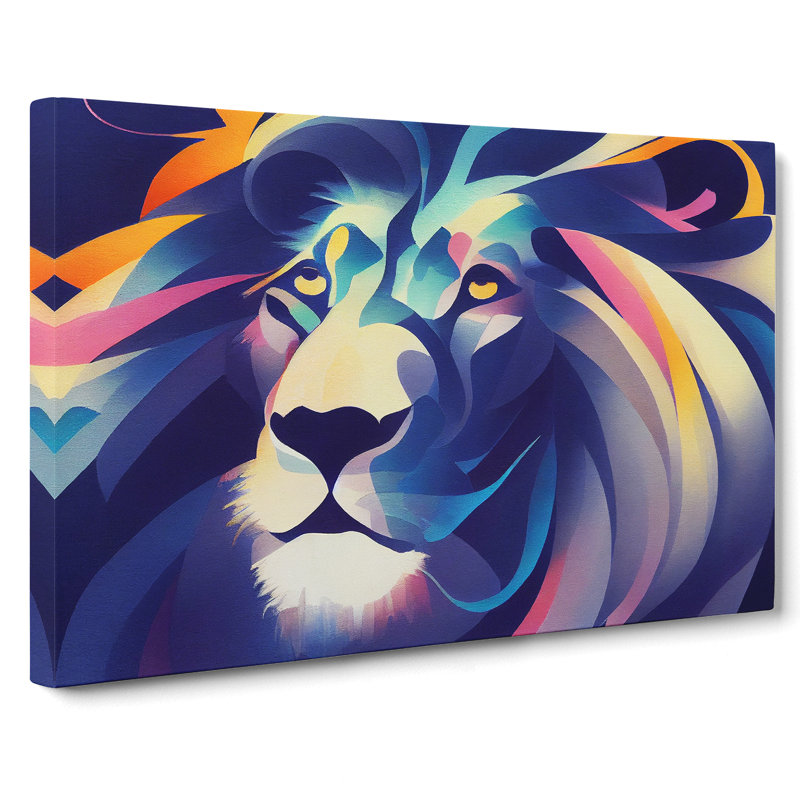 Animated Lion Abstract - Wrapped Canvas