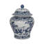 Chinoiserie Stoneware Ceramic Lidded Jar 15" Blue Traditional Decorative Accent for Home Office Bedroom Living Room