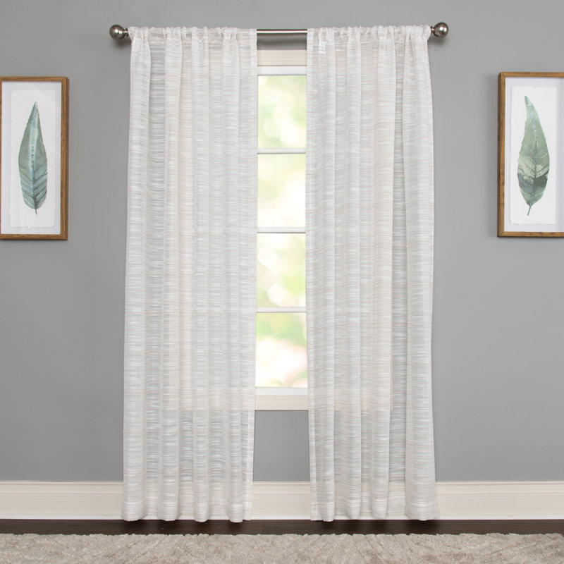Cemya 100% Polyester Light Filtering Horizontal Stripped Curtain Panel with Rod Pocket Top , Taupe, 52" W x 63" L