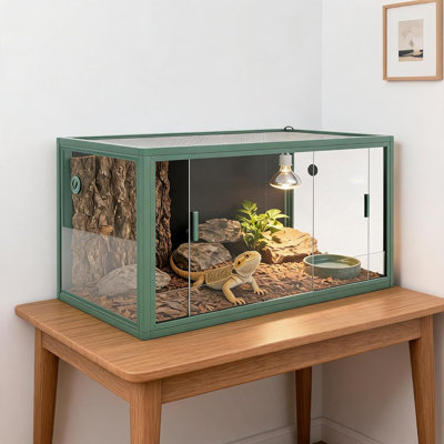 Réservoir de dragon barbu 120 pi avec réservoir coulissant en forme de serpent de 120 gallons avec portes coulissantes en verre 4 pi x 2 pi x 2 pi