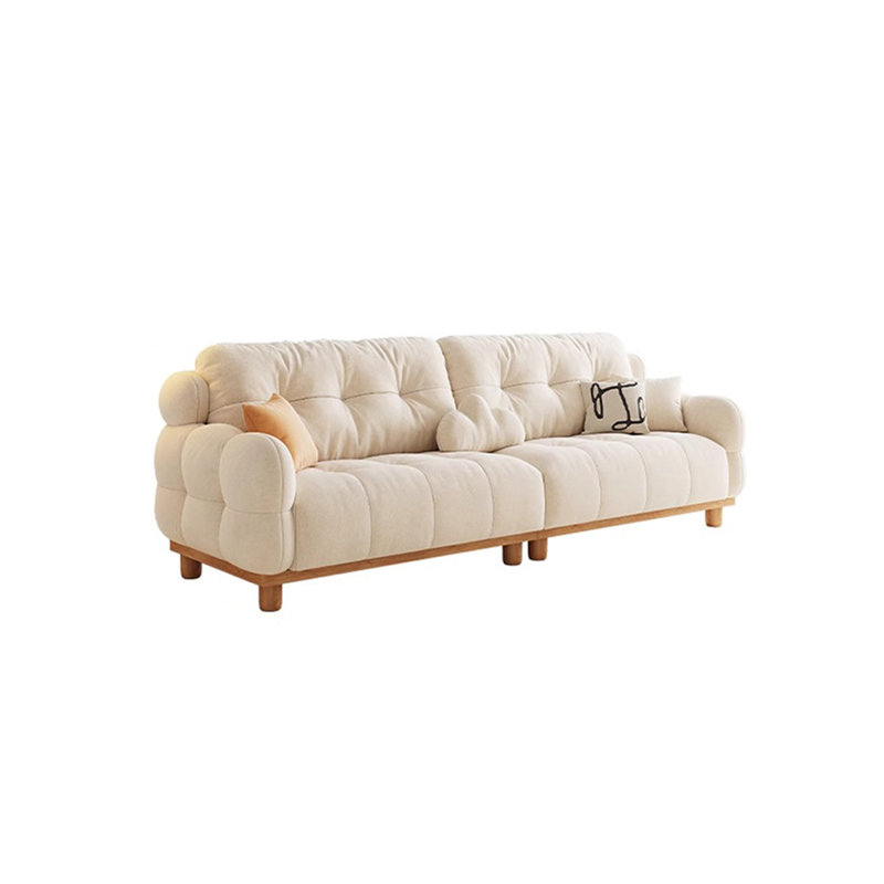 Canapé en tissu rond de style crème, H 40,55 po x l 94,48 po x P 37,4 po