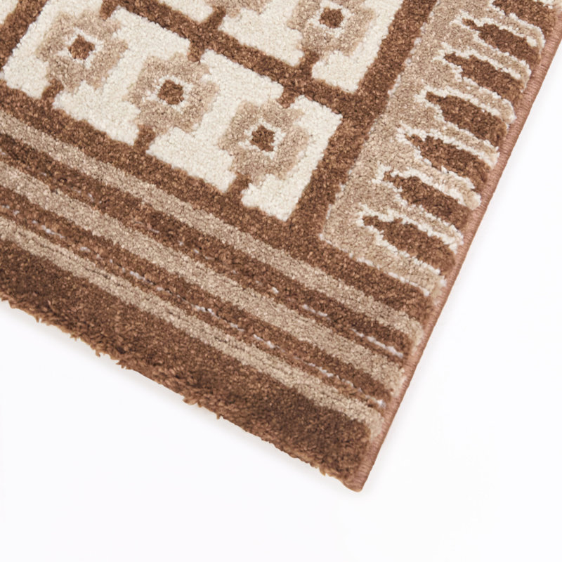 Tapis Pompeo Rust Boho à carreaux, 7 pi 10 po x 10 pi