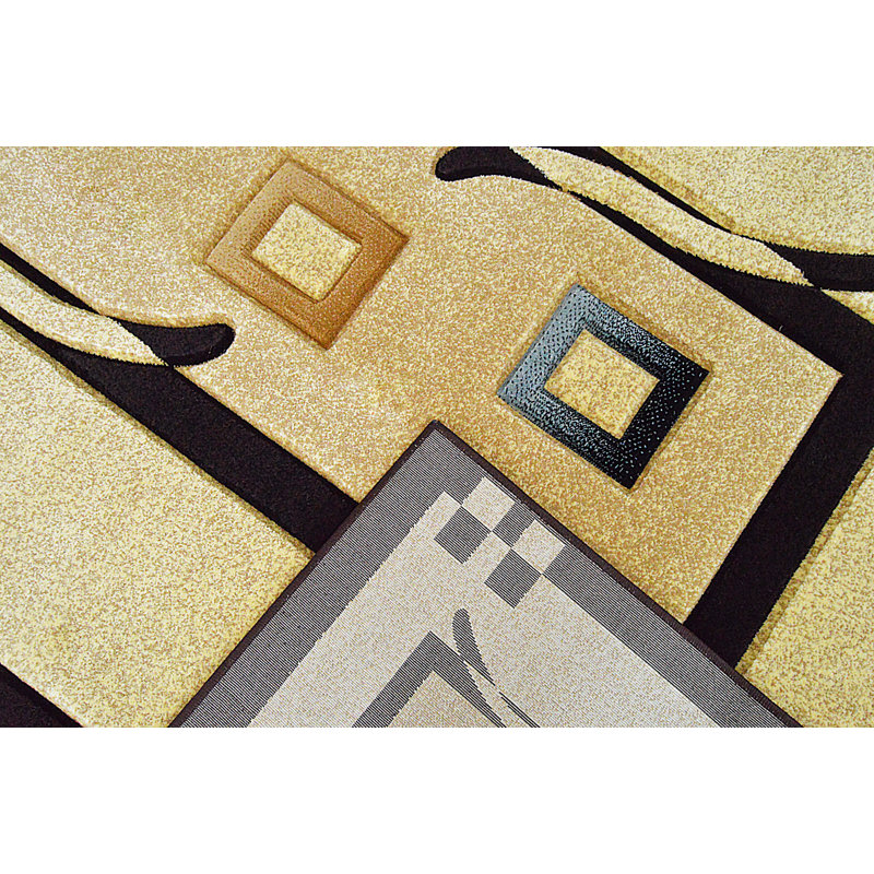Tapis brun / beige à motif géométrique Mccampbell, Rectangle 4 pi x 5 pi 3 po