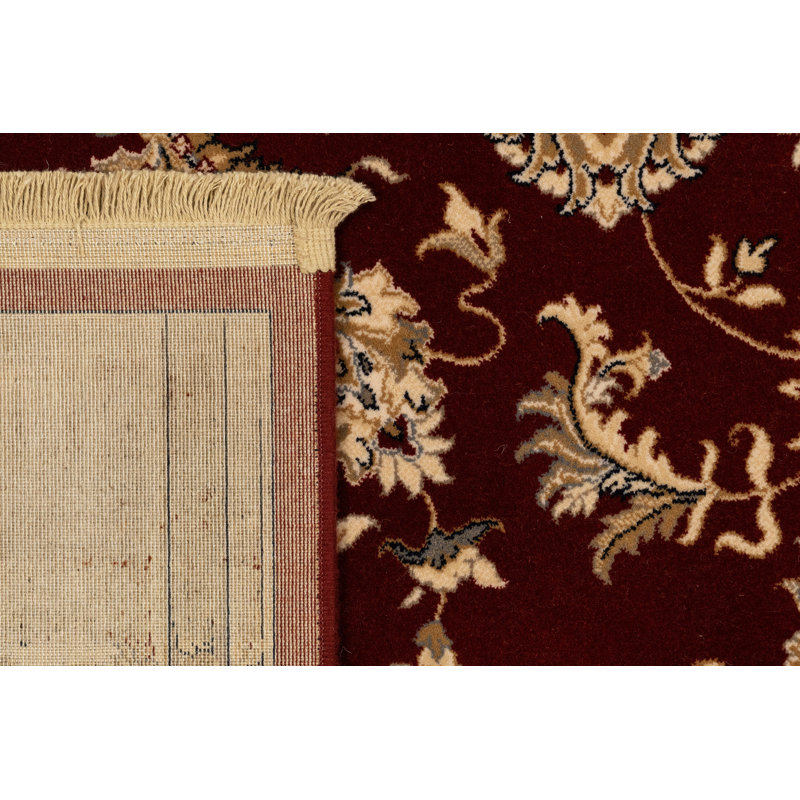 Tapis décoratif en laine rouge Hermione, Rectangle 5 pi 3 po x 7 pi 7 po