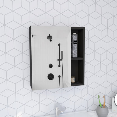 Armoire à pharmacie à porte simple H 19 po avec miroir, cinq tablettes intérieures