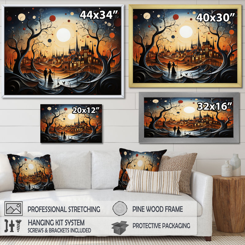 Abstrait, couple romantique, paysage, H 24 po x l 32 po, Cadre naturel flottant