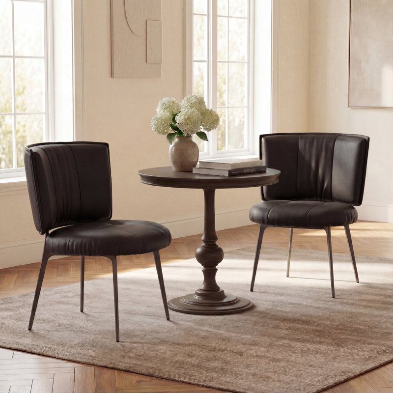 Dining Chairs Upholstered Kitchen Chairs, Comfortable Seat, Leather With Stitching, Easy Assembly For Restaurant, Mid-century Modern Living Room Lounge