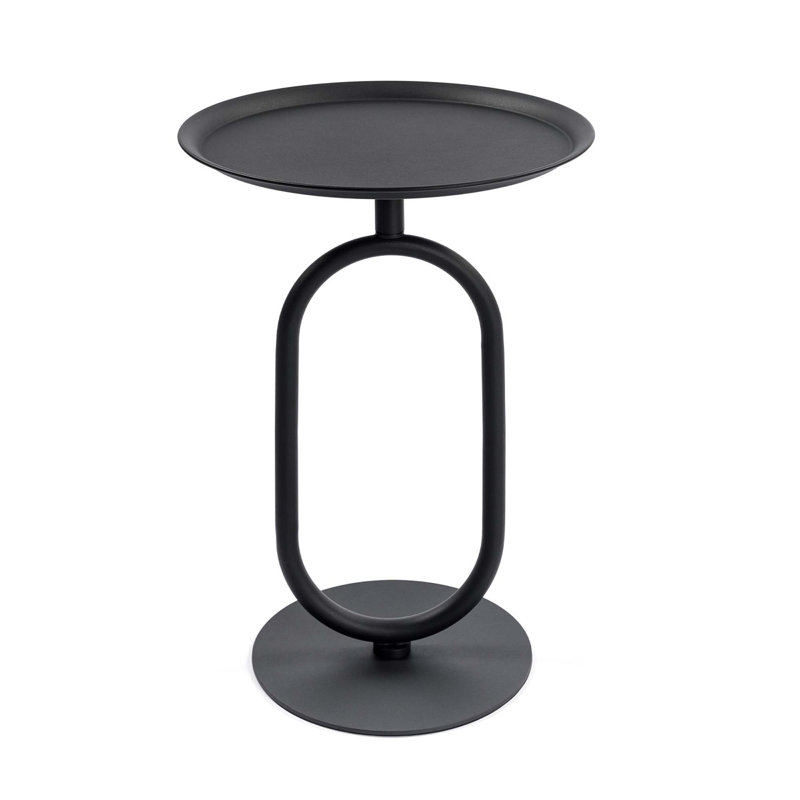 Table de bout moderne en métal en forme de lanterne, petite table d'appoint ronde, table basse cocktail, Noir mat