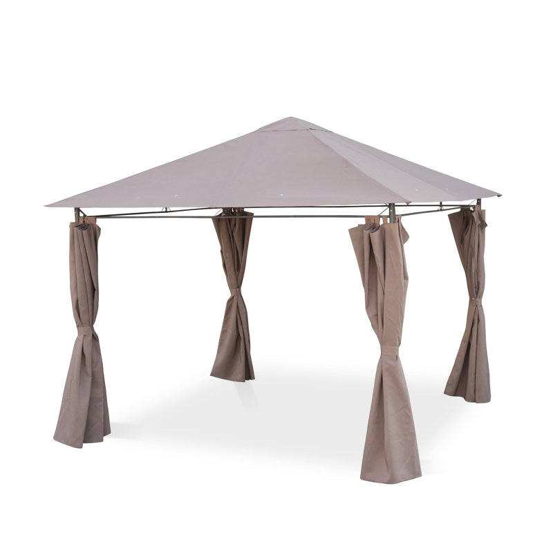Pelagia 2.9m x 2.9m Steel Patio Gazebo, Beige Brown