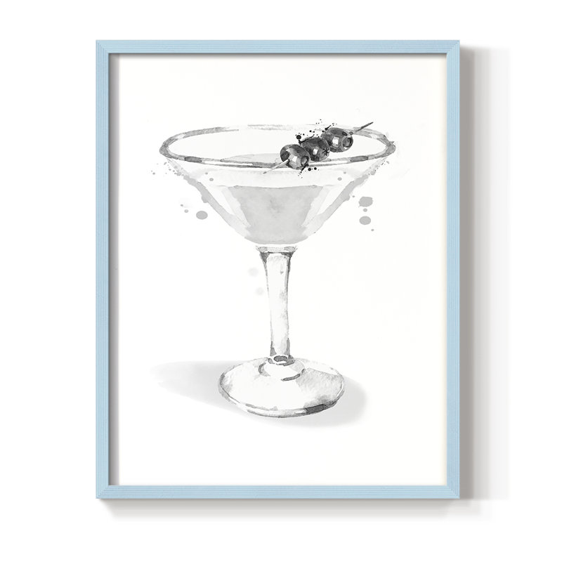Habillé de martini blanc, reproduction encadrée - bois massif, H 15 po x l 12 po, Bleu