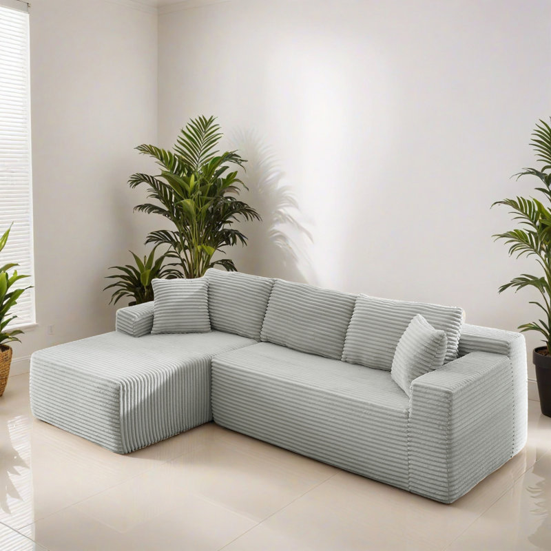 Canapé modulaire de 103,22 po faisant face à la gauche avec méridienne en L, canapé modulaire moderne avec siège profond, fauteuils rembourrés pour la chambre à coucher du salon
