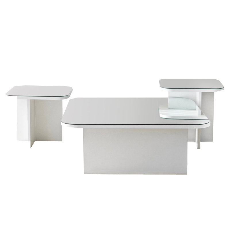 Table basse traîneau, Blanc, Blanc
