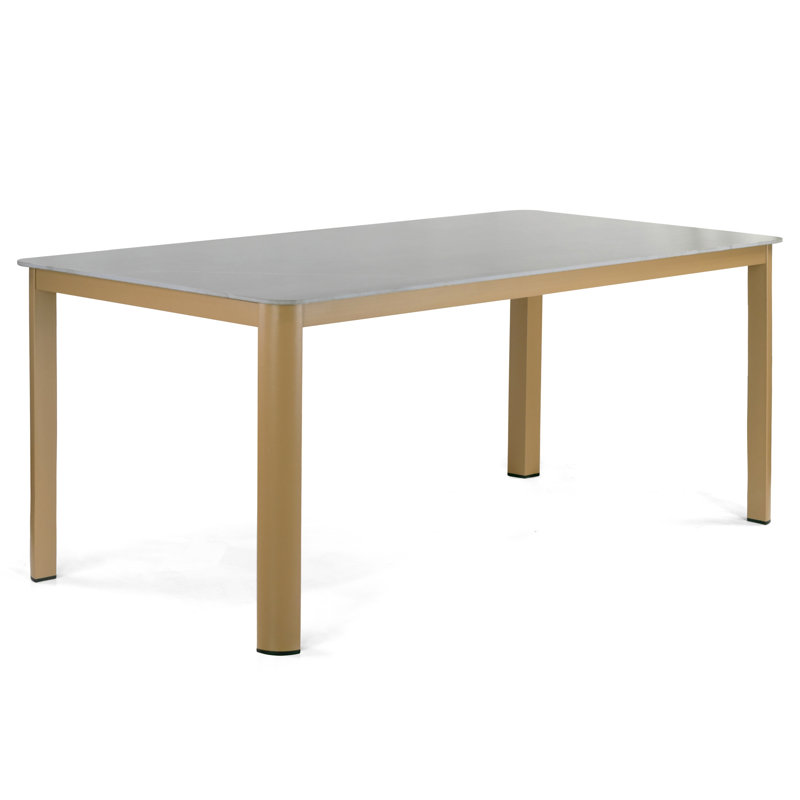 Bia Brown Outdoor Dining Table with Stone Top, Brown