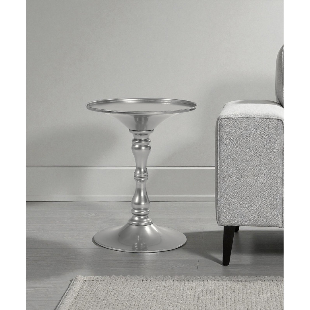 Beedeville Bishop Monochromatic Round Modern Pedestal Side Table – Metal Accent Table for Living Room or Bedroom Willa Arlo™ Interiors 