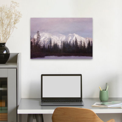 Montagne au lever du soleil paysage montagne arbre peinture réalisme Art Nature Art contemporain