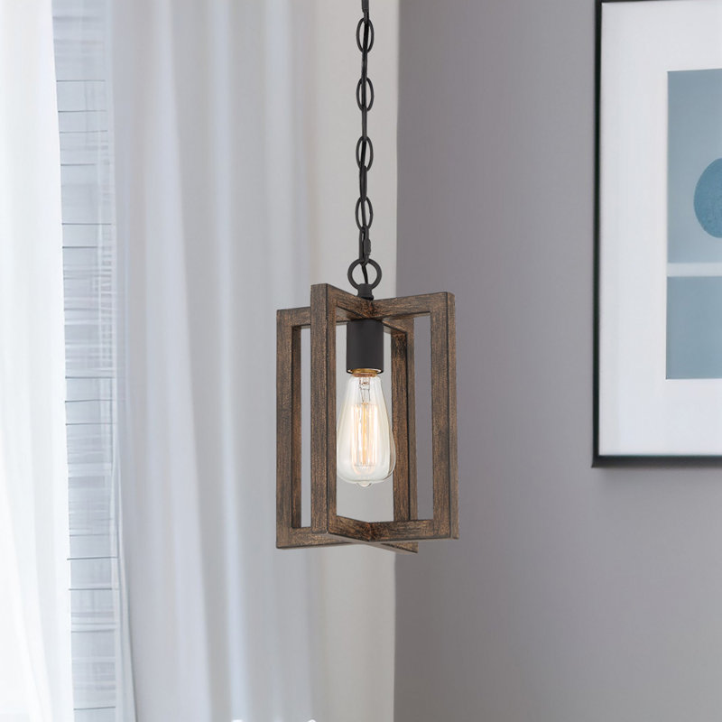 Luminaire suspendu campagnard à 1 lumière Loriga, Noyer vieilli