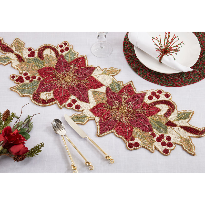 Runner_Poinsettia Design Beaded Table Runner