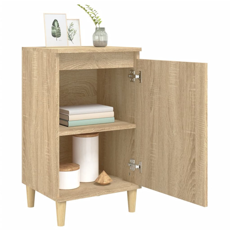 Mullinville 40cm W Solid Wood Bedside Table, Beige, Light Beige