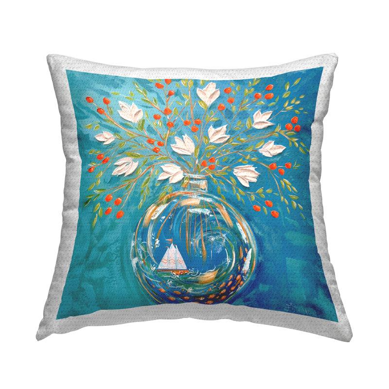 Coussin d'extérieur imprimé "Sail Ship Flower" par Estelle Grengs
