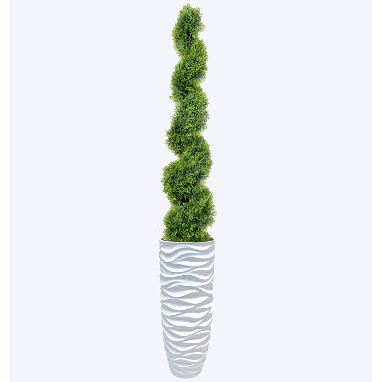 Primrue Hamm 81'' Faux Evergreen Topiary in Fiberstone Planter | Wayfair
