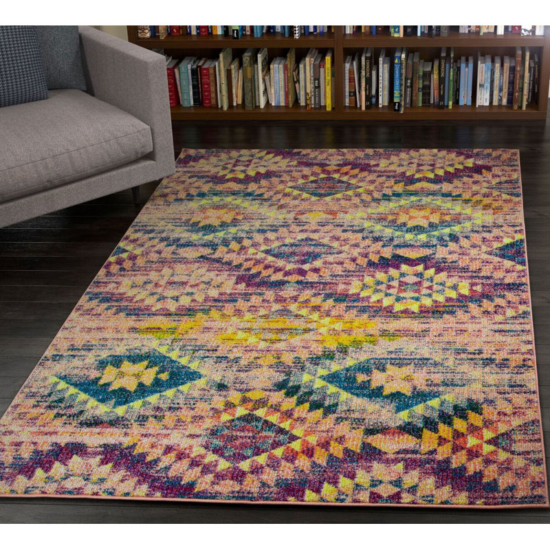 Tapis or / mauve à motif abstrait Enya, Rectangle 4 pi x 5 pi 6 po