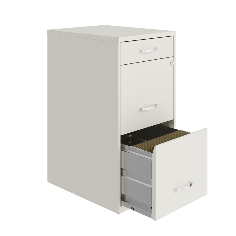 Maegan 3 Drawer Letter Width Vertical Home and Small Office Premiere File Cabinet with Pencil Drawer, Pearl White