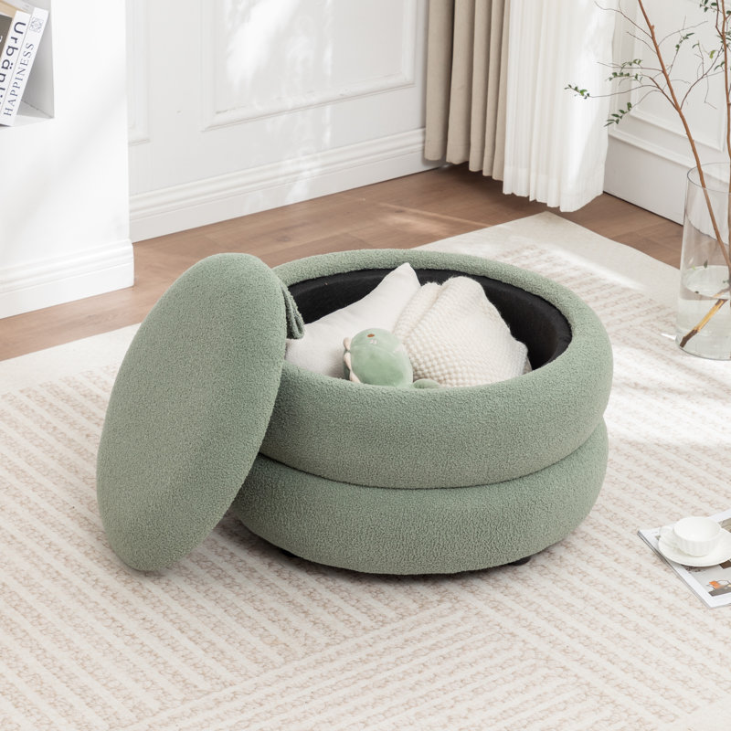 Table basse ronde avec rangement, Ours en peluche vert