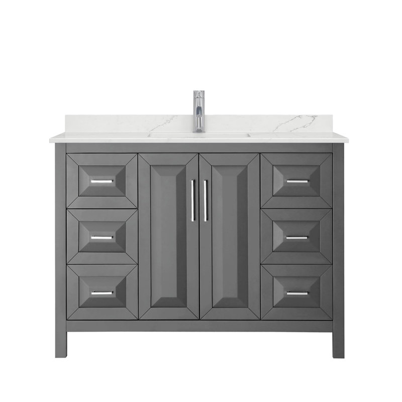 Daria 48 in. Vanity, White Quartz, Gray, Polished Chrome