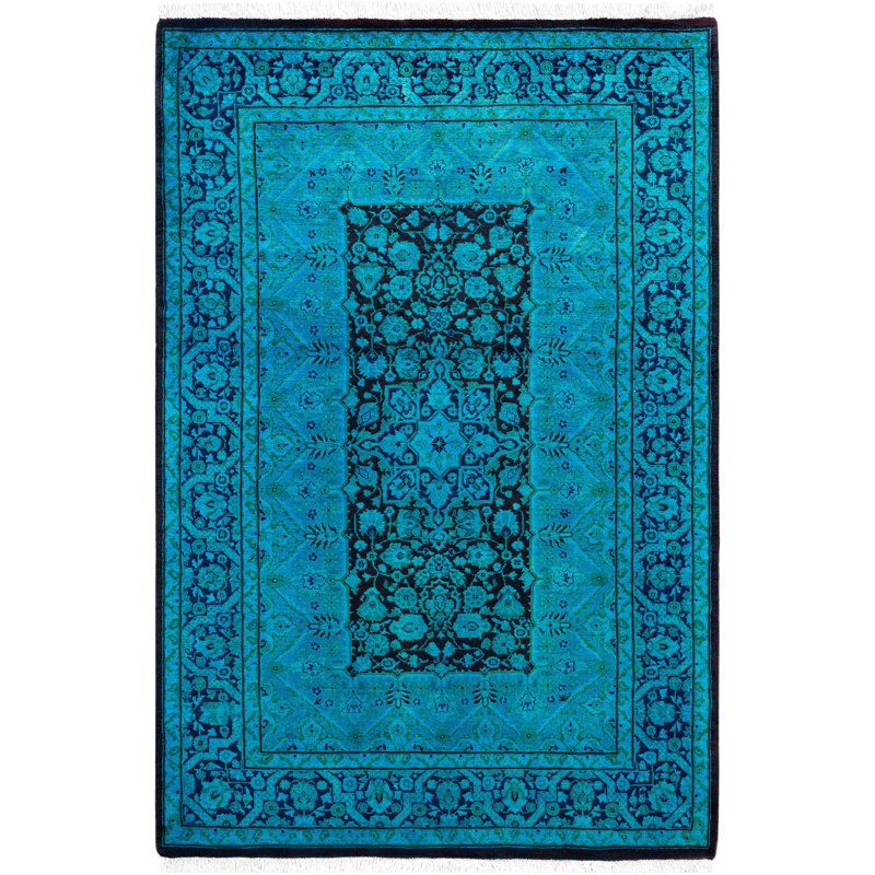 Overdyed One-of-a-Kind 4' 1" X 6' 1" Hand Knotted Area Rug
