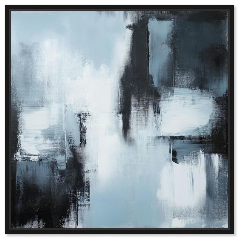 Art Remède sur toile abstraite grise II, H 12 po x l 12 po, Structure noire
