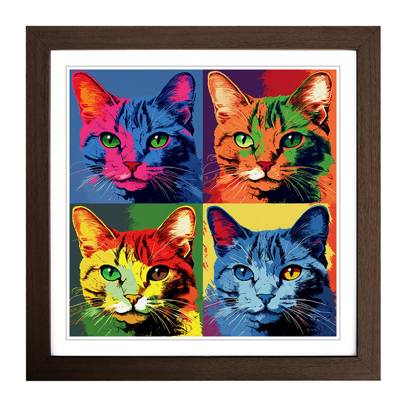 Cat Pop Art - Framed Print, Walnut