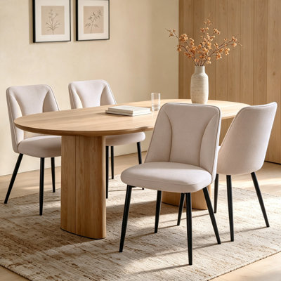 Modern Linen/Suede Upholstered Dining Chair with 8cm Thickened Cushion (Set of 2/4)