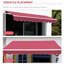 Auvent de patio 10 pi x 8 pi rouge et tissu aquatique avec cadre en aluminium et rétraction manuelle pour terrasse, balcon, cour rouge 8 pi, manivelle