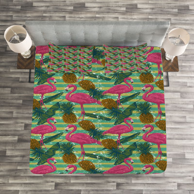 Addaline Purple/Green Microfibre Bedspread Set