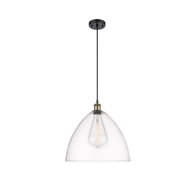 Haruka 1 - Light Single Pendant, Clear, 18.75" H x 16" W x 16" D, Black Antique Brass