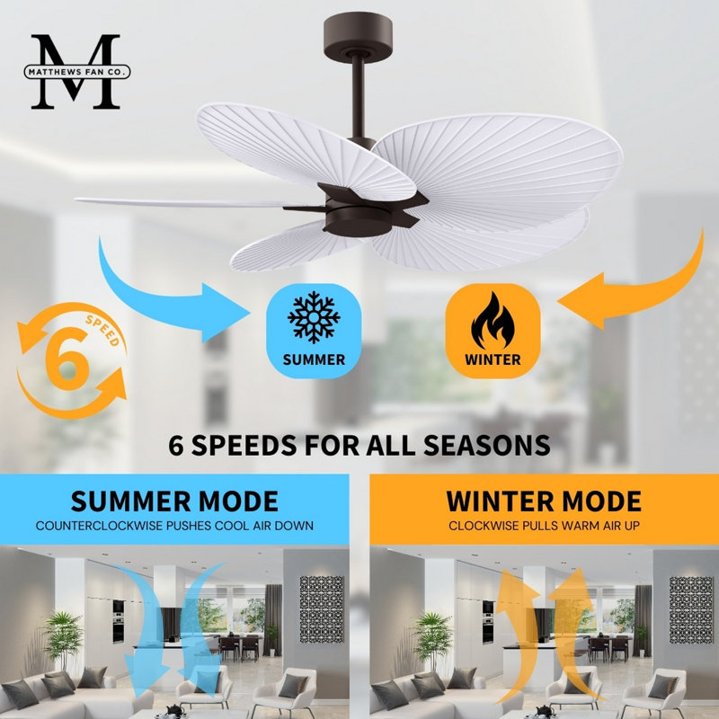 Alessandra Tropical - Five Blade Ceiling Fan - Matte White Finish - Matte White Blades, Textured Bronze, Matte White